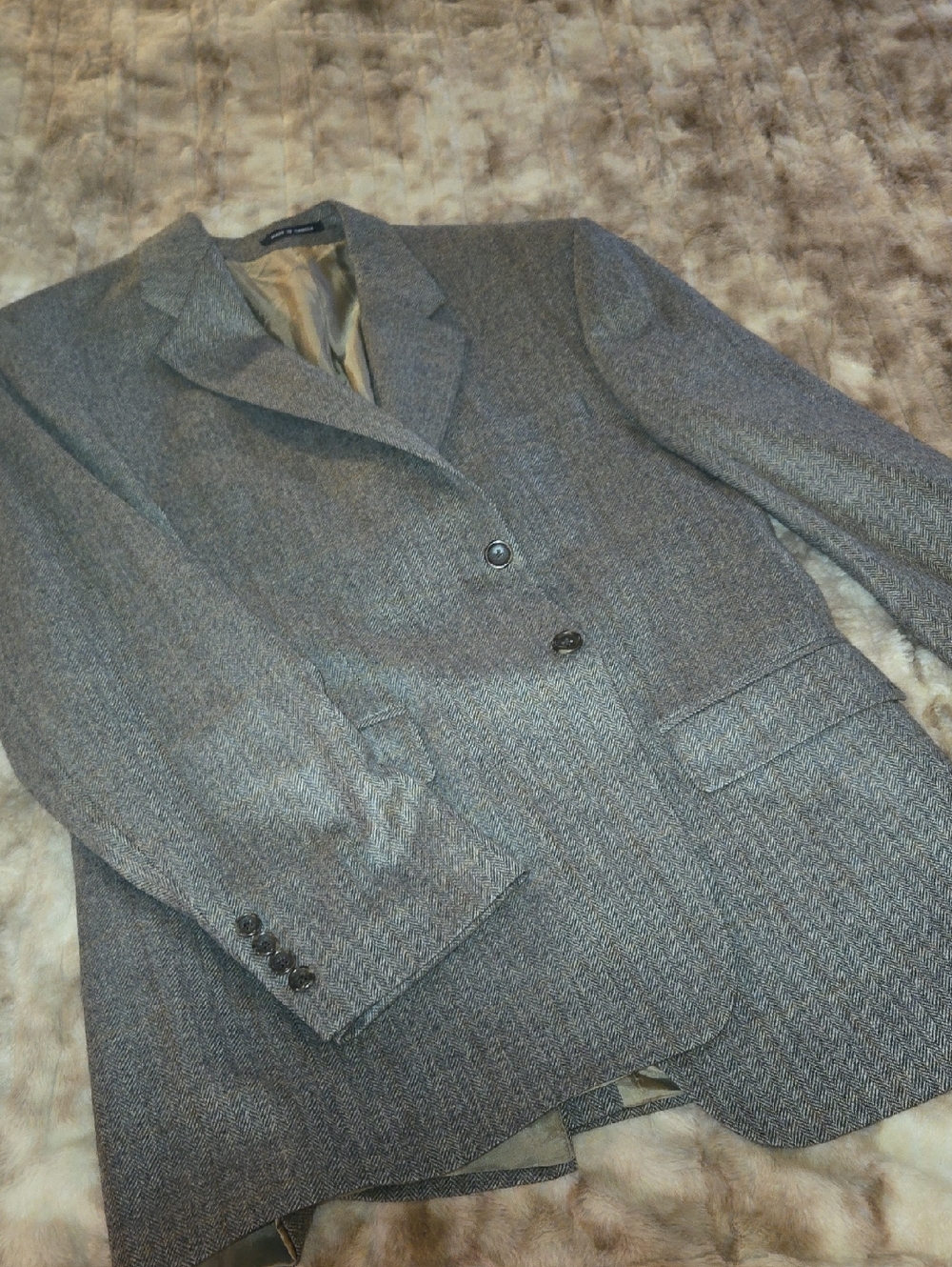 Izod 100% Lambswool Gray Herringbone Blazer Woolmark Men’s 43R Sport Coat